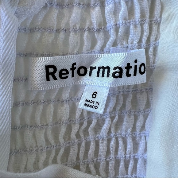 Reformation Arya White Linen Mini Dress Lace Accents Adjustable Straps Sz 6 NWOT - Picture 14 of 15